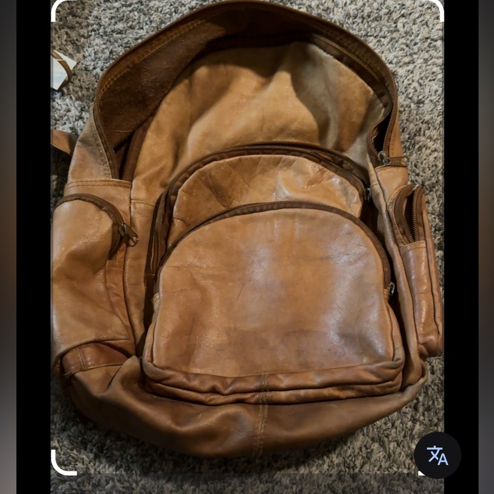 Vintage All Leather Rucksack Design Backpack expandable Chestnut luggage